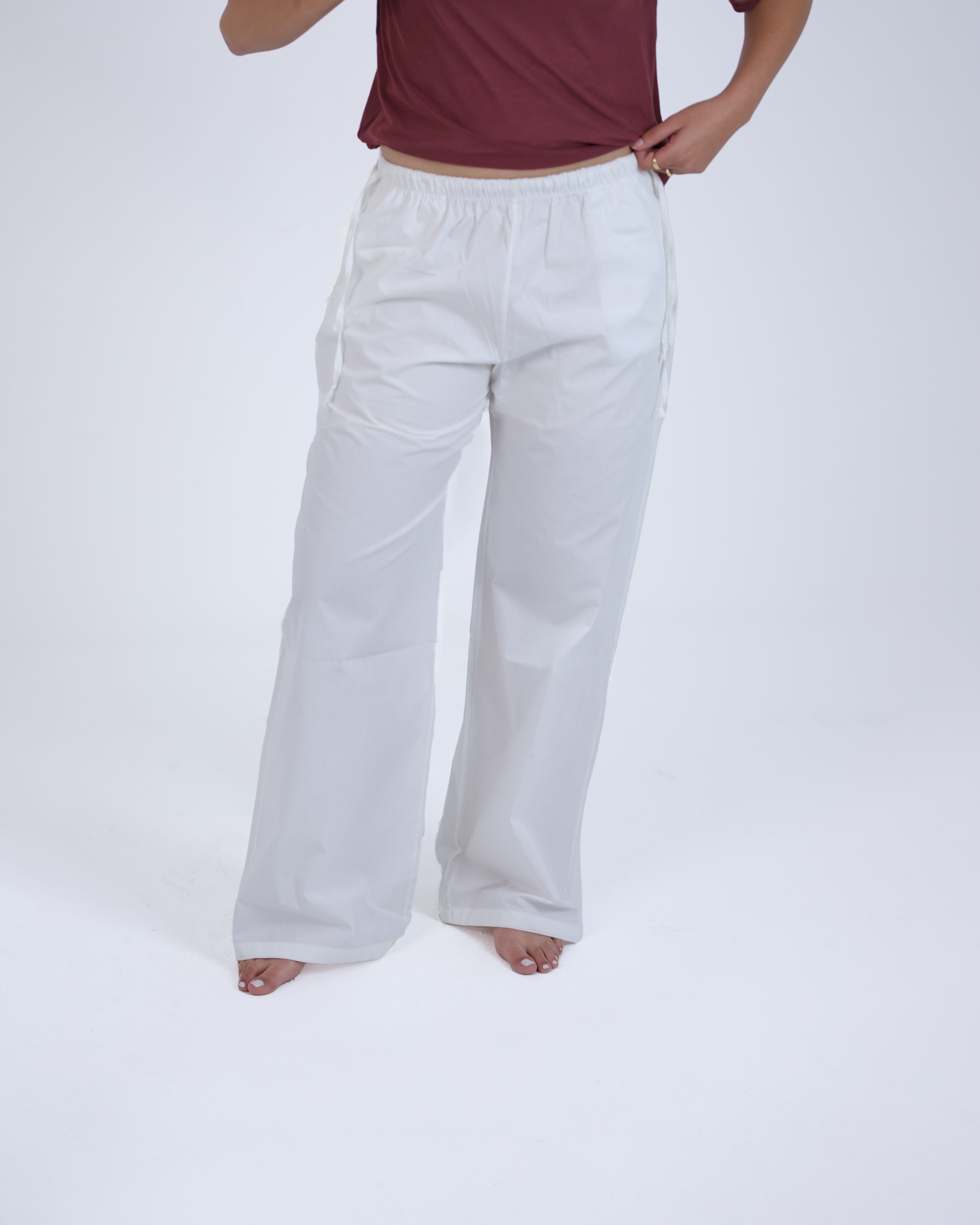 Soft Gabardine Pants With Adjustable Side Straps