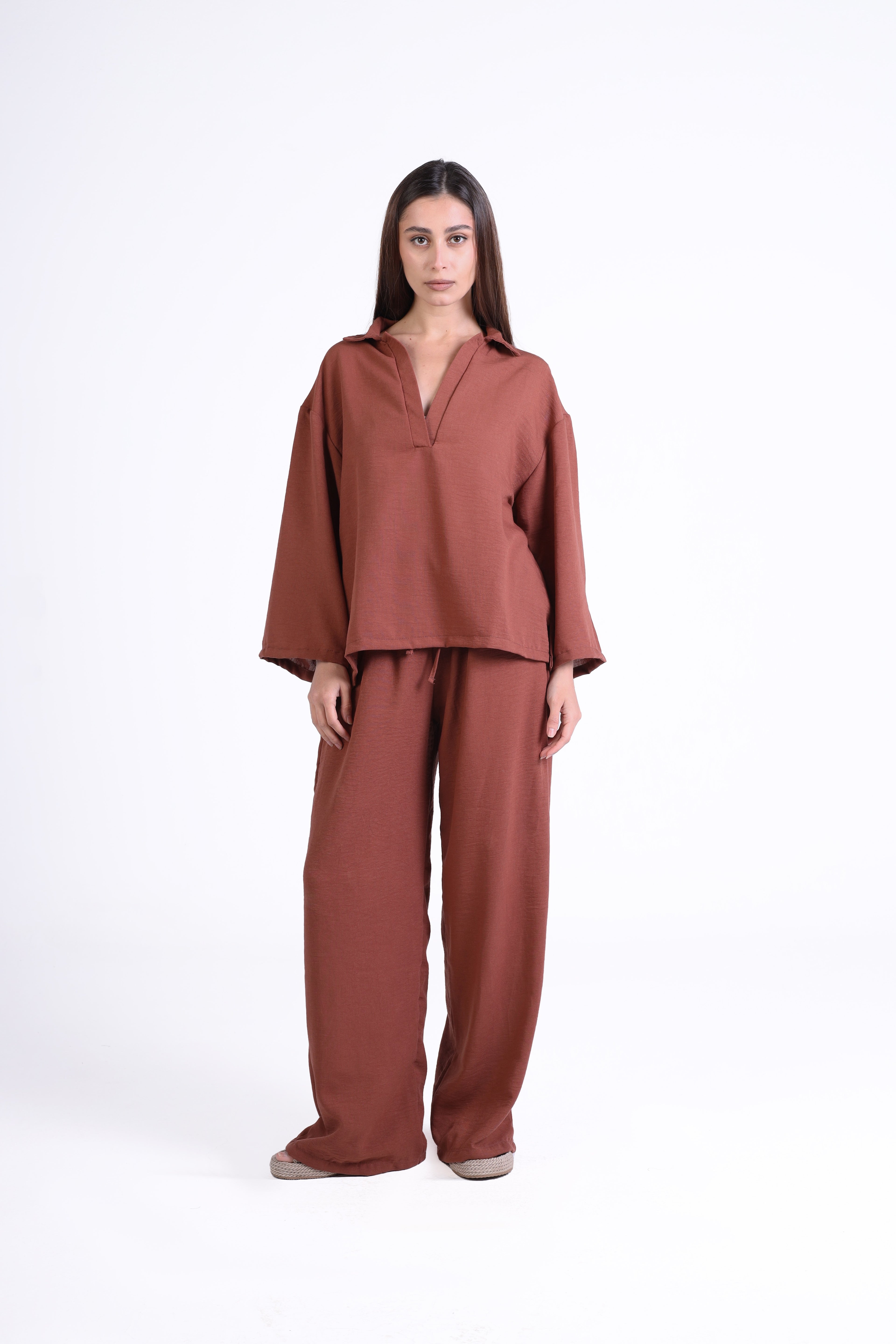 Refined Linen V-Neck Blouse