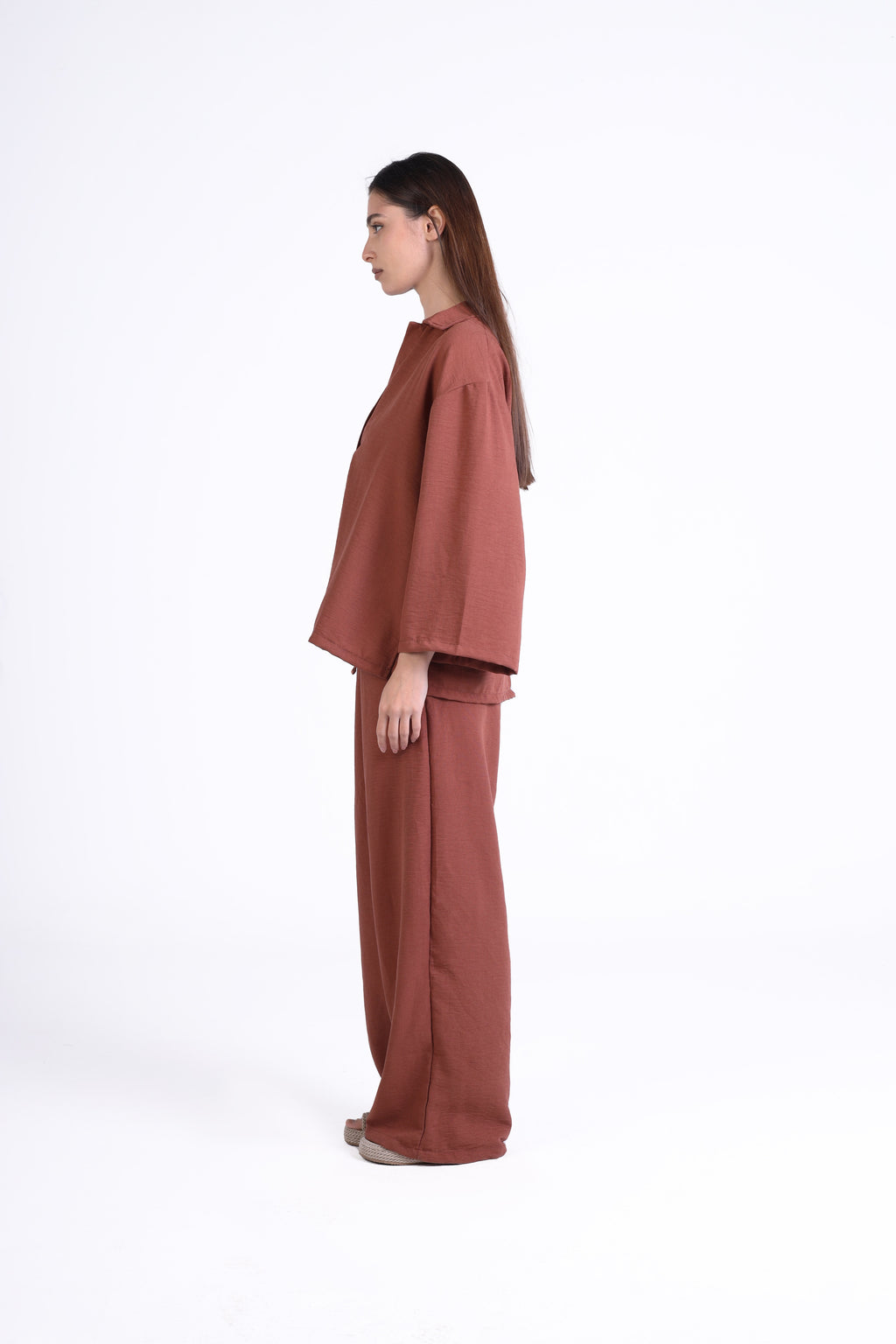 Refined Linen V-Neck Blouse