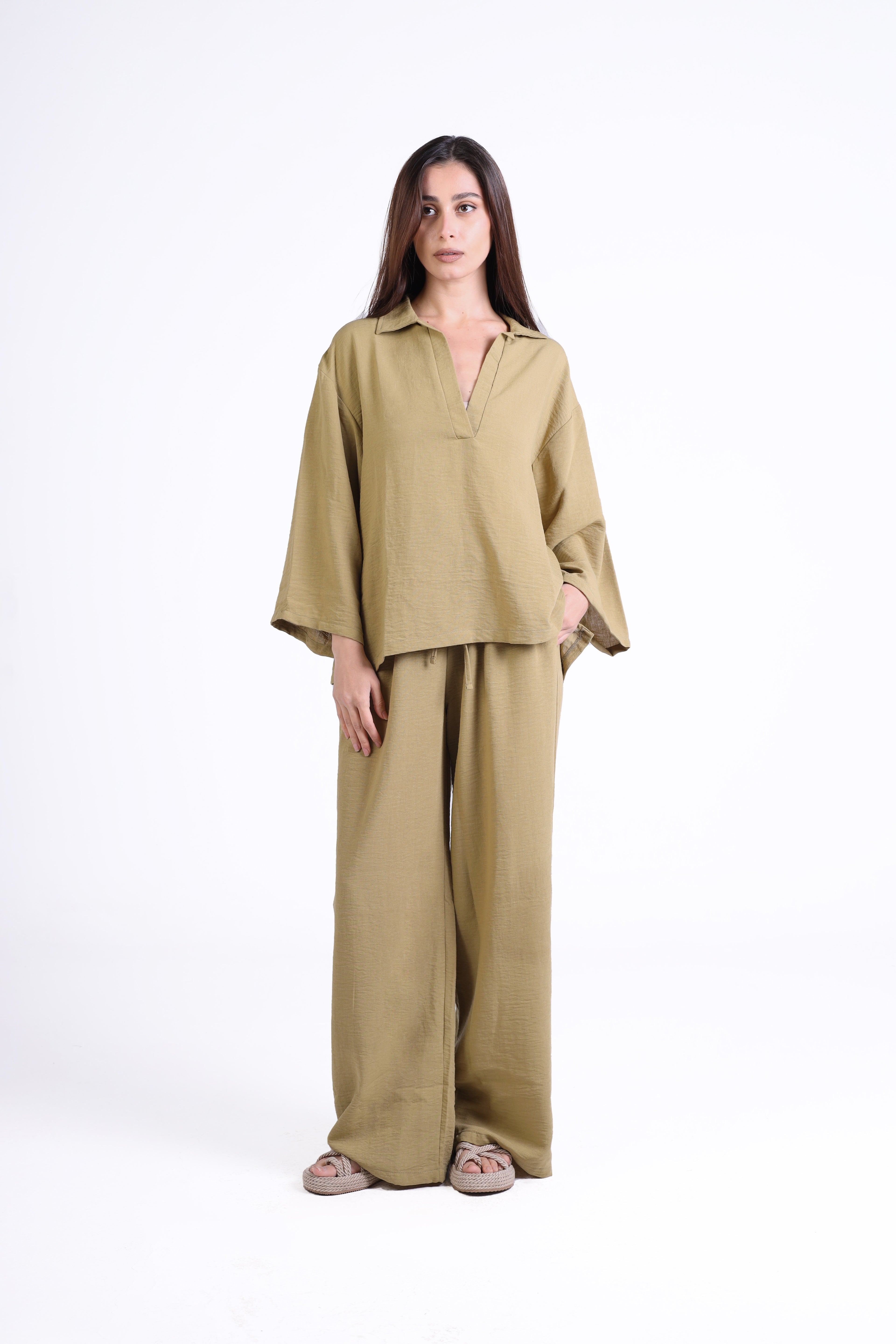 Refined Linen V-Neck Blouse