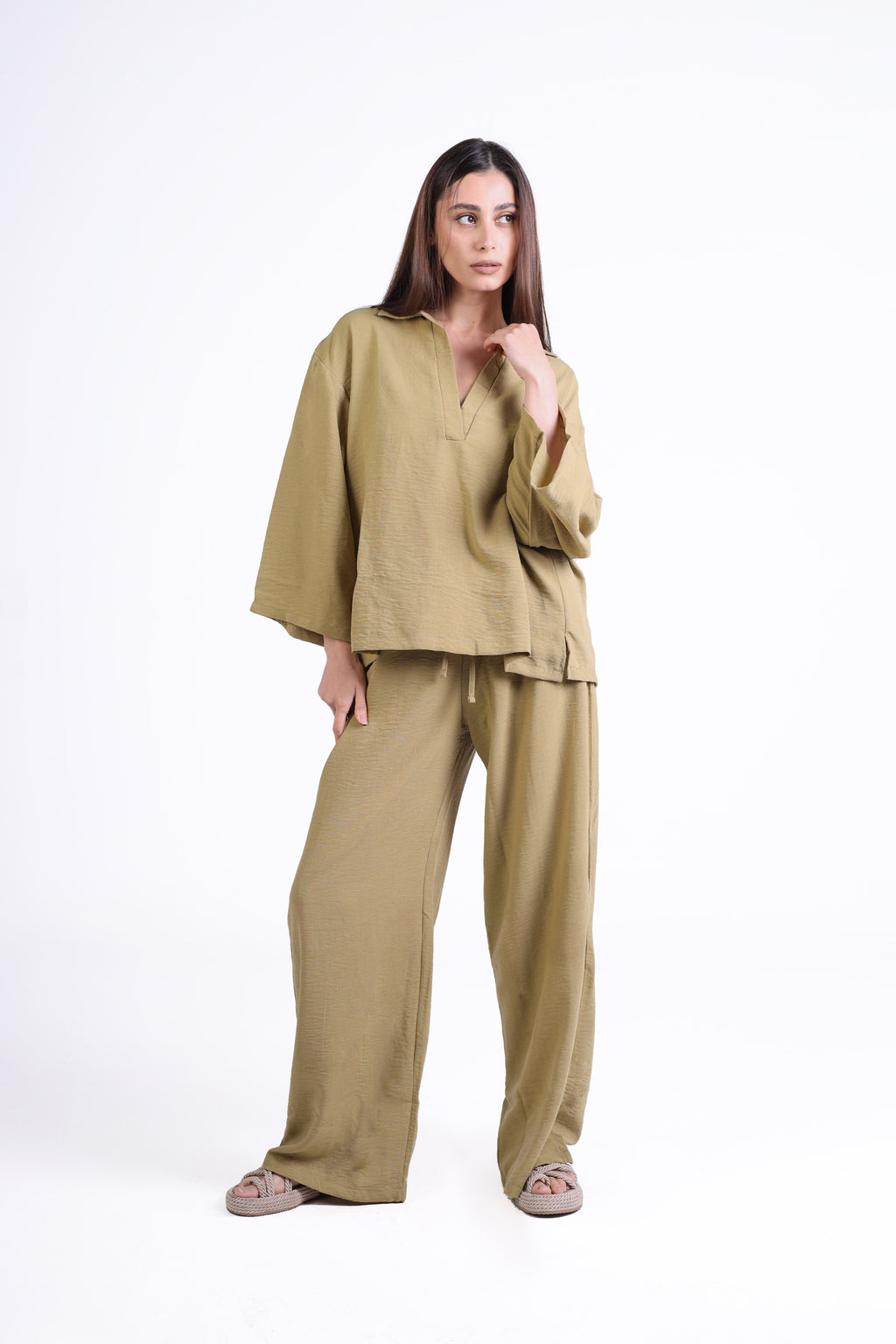 Refined Linen V-Neck Blouse