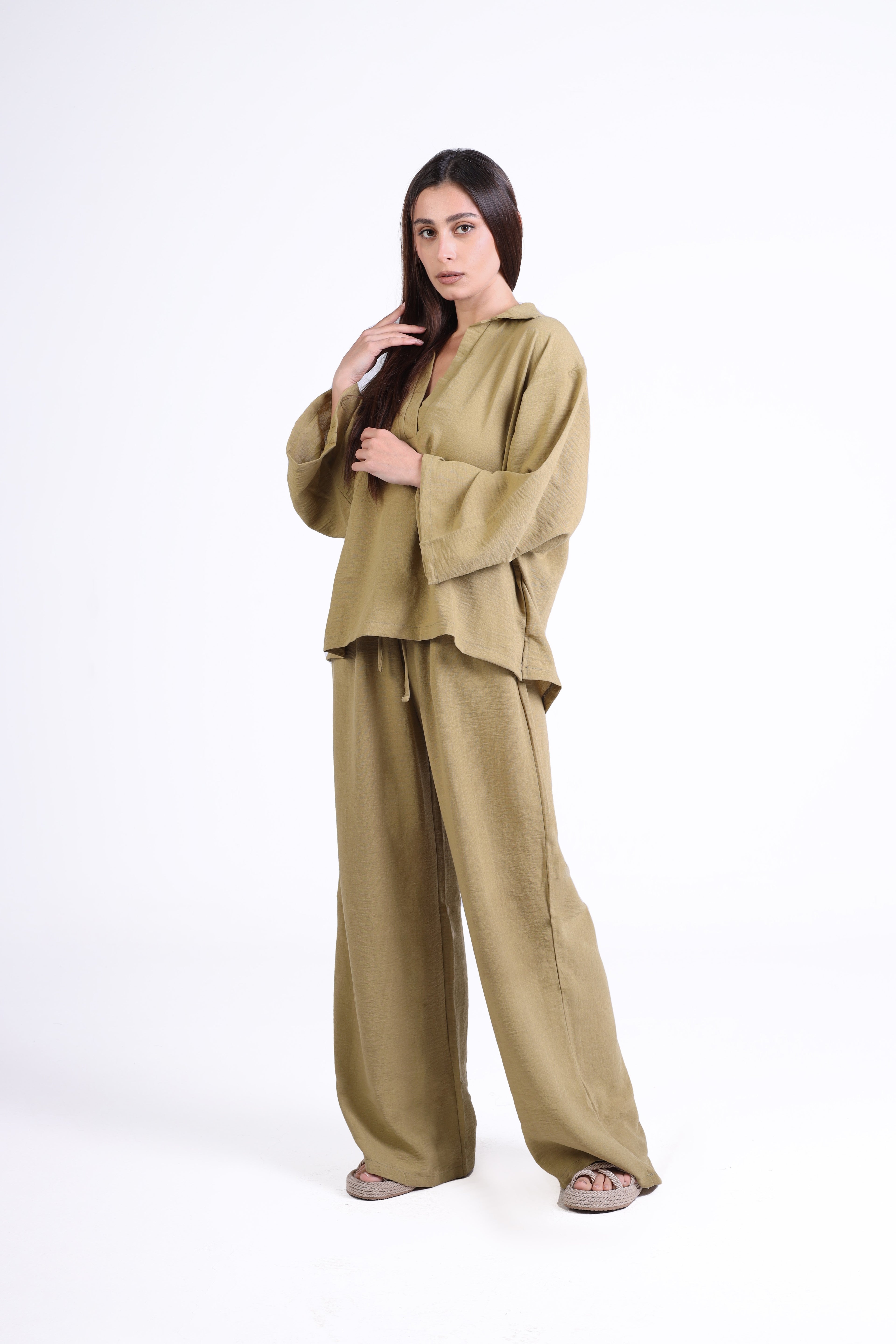 Refined Linen V-Neck Blouse
