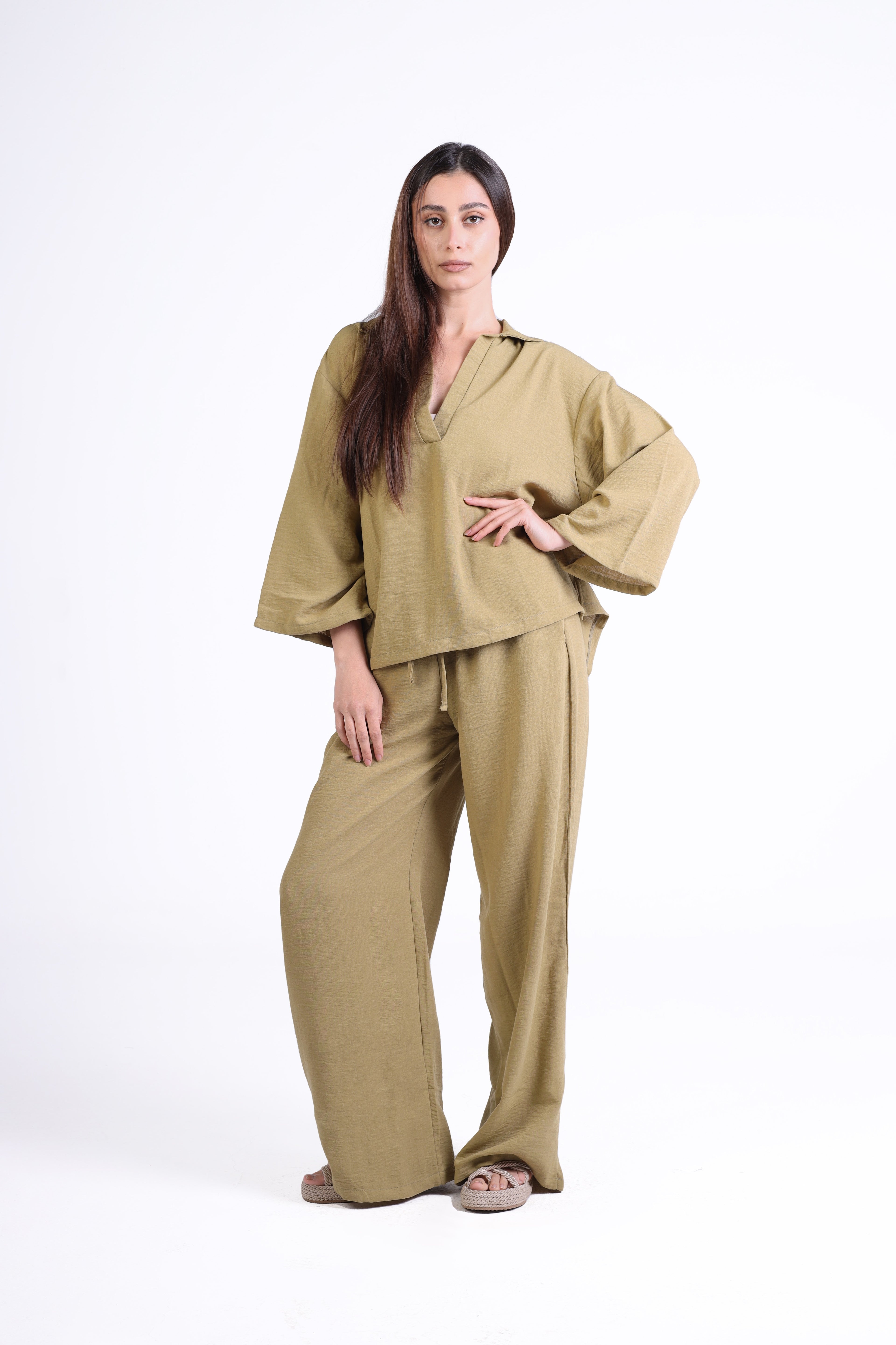 Refined Linen V-Neck Blouse