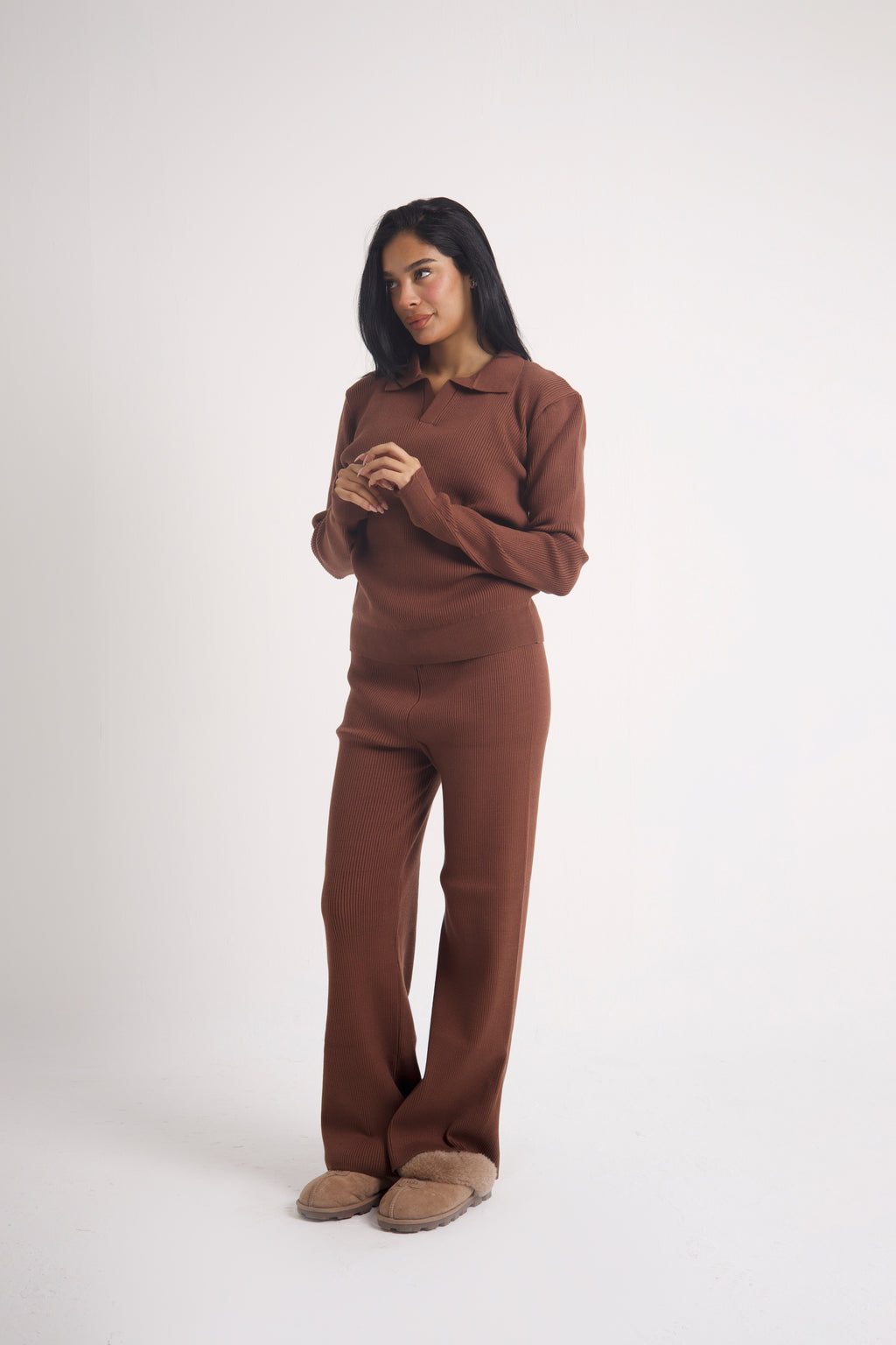 RIB KNIT TROUSERS