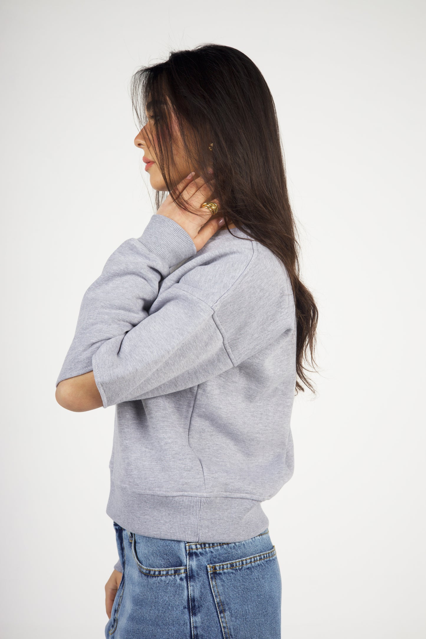 CUT-OUT SLEEVE SWEATSHIRT