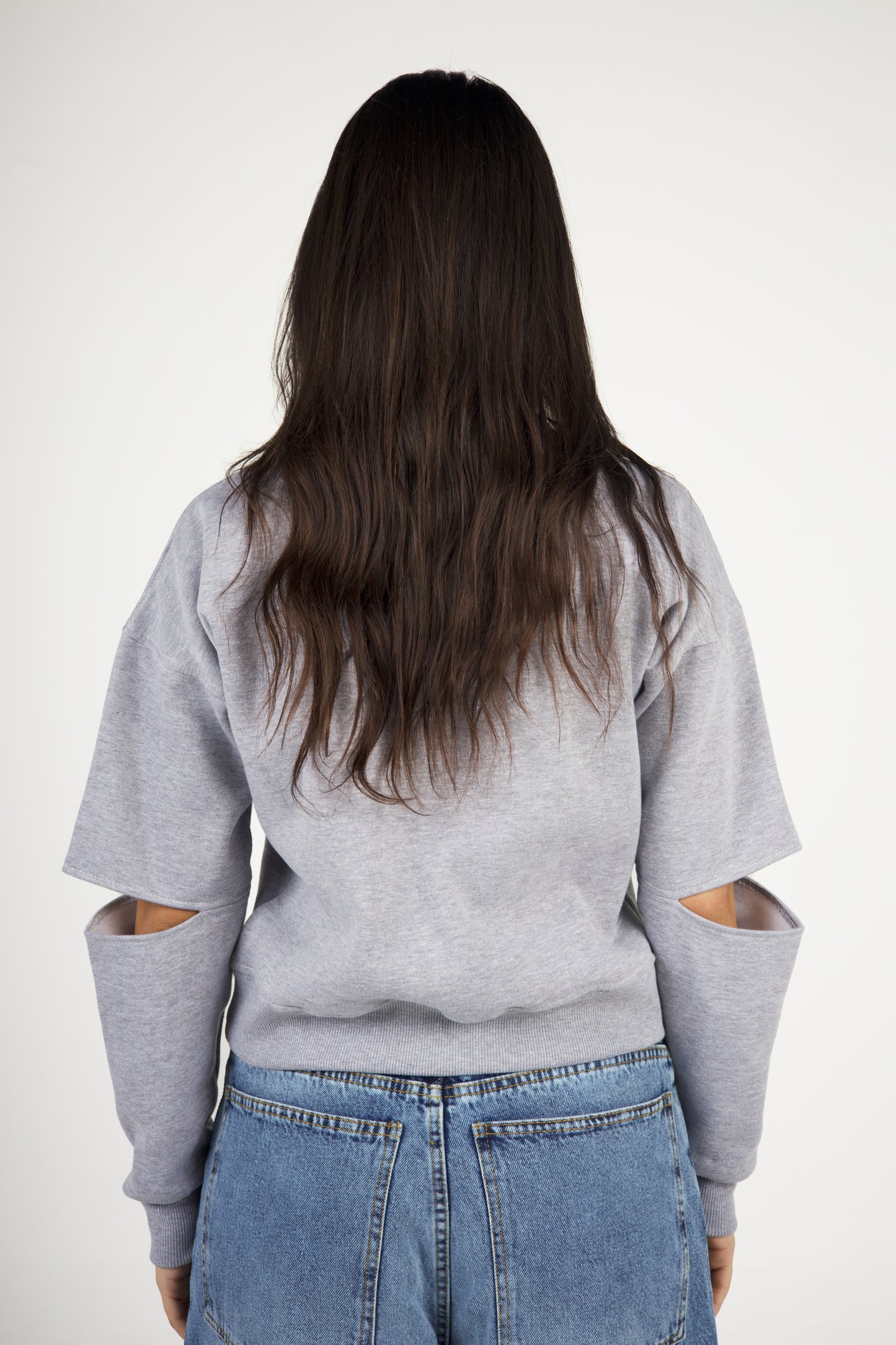 CUT-OUT SLEEVE SWEATSHIRT