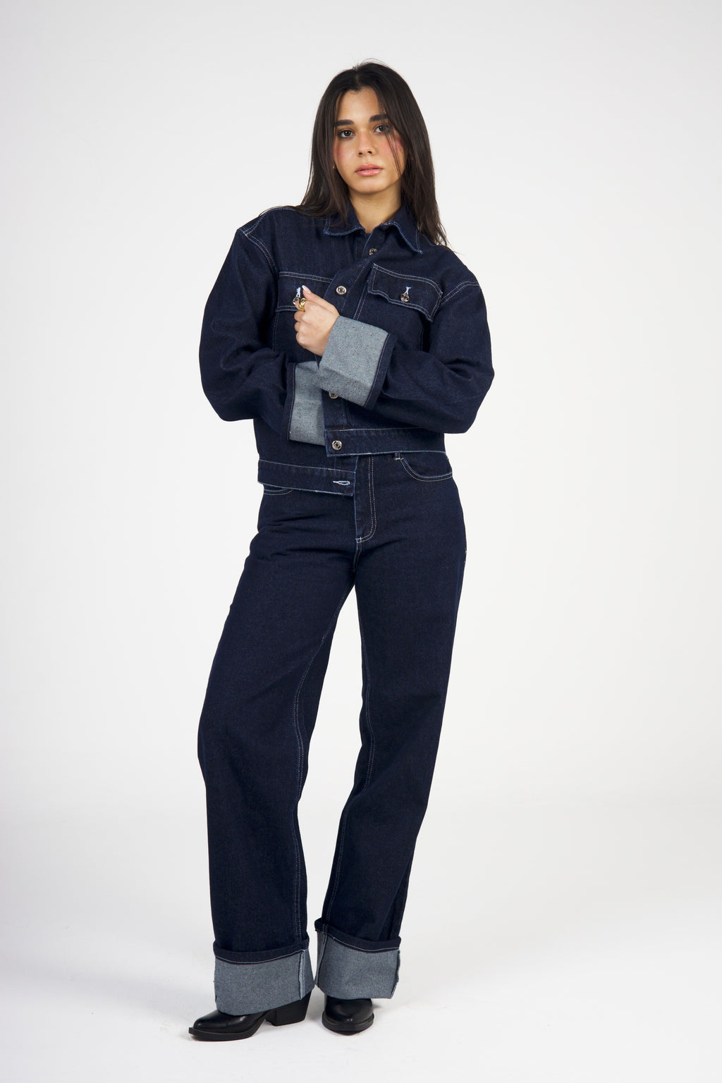 Folded Up Dark Navy jeans
