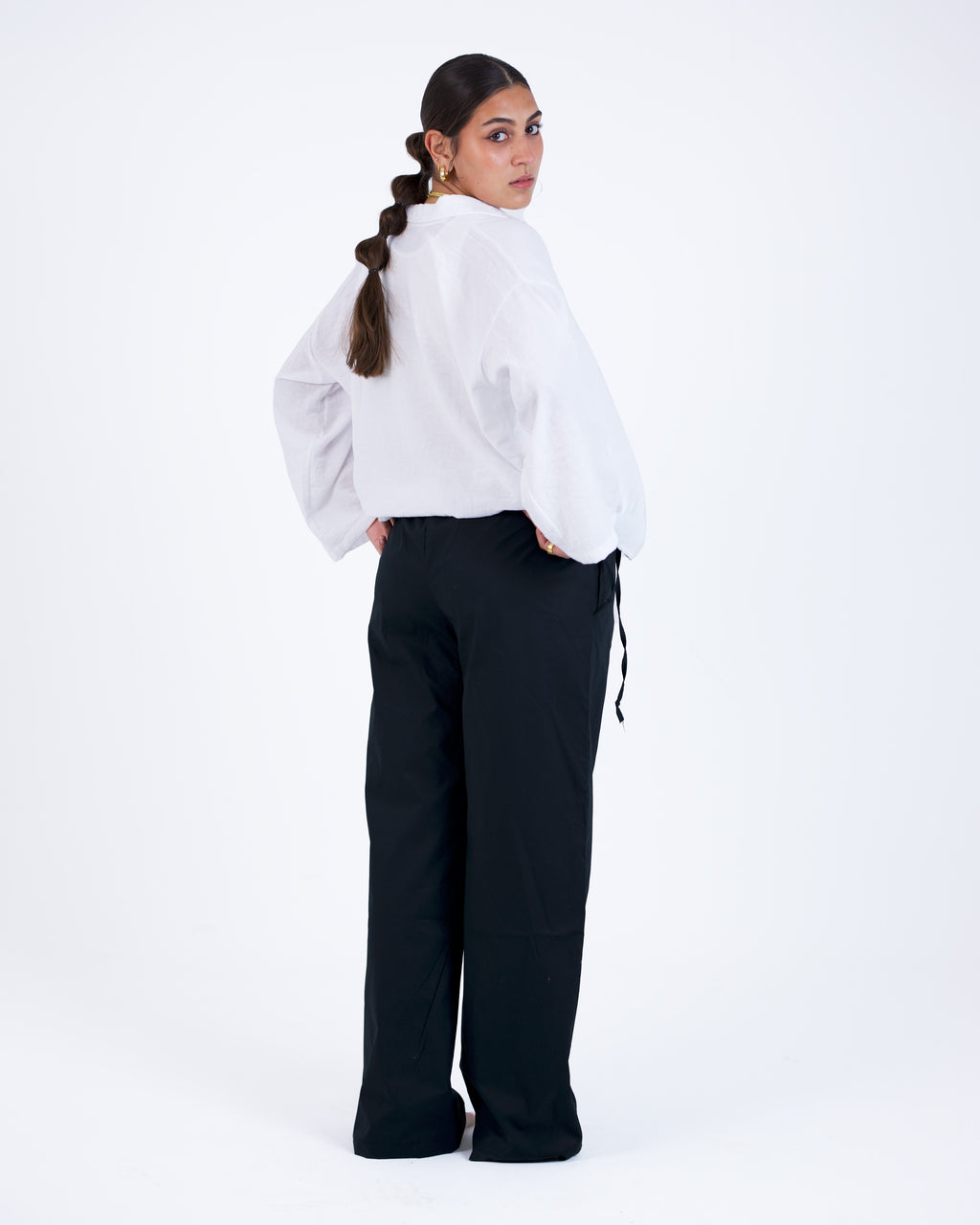 Soft Gabardine Pants With Adjustable Side Straps