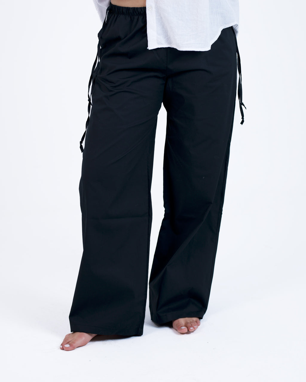 Soft Gabardine Pants With Adjustable Side Straps