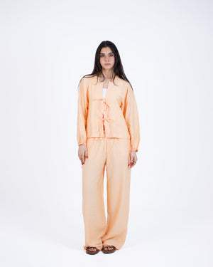 Soft Linen Set With Tie-Front Shirt