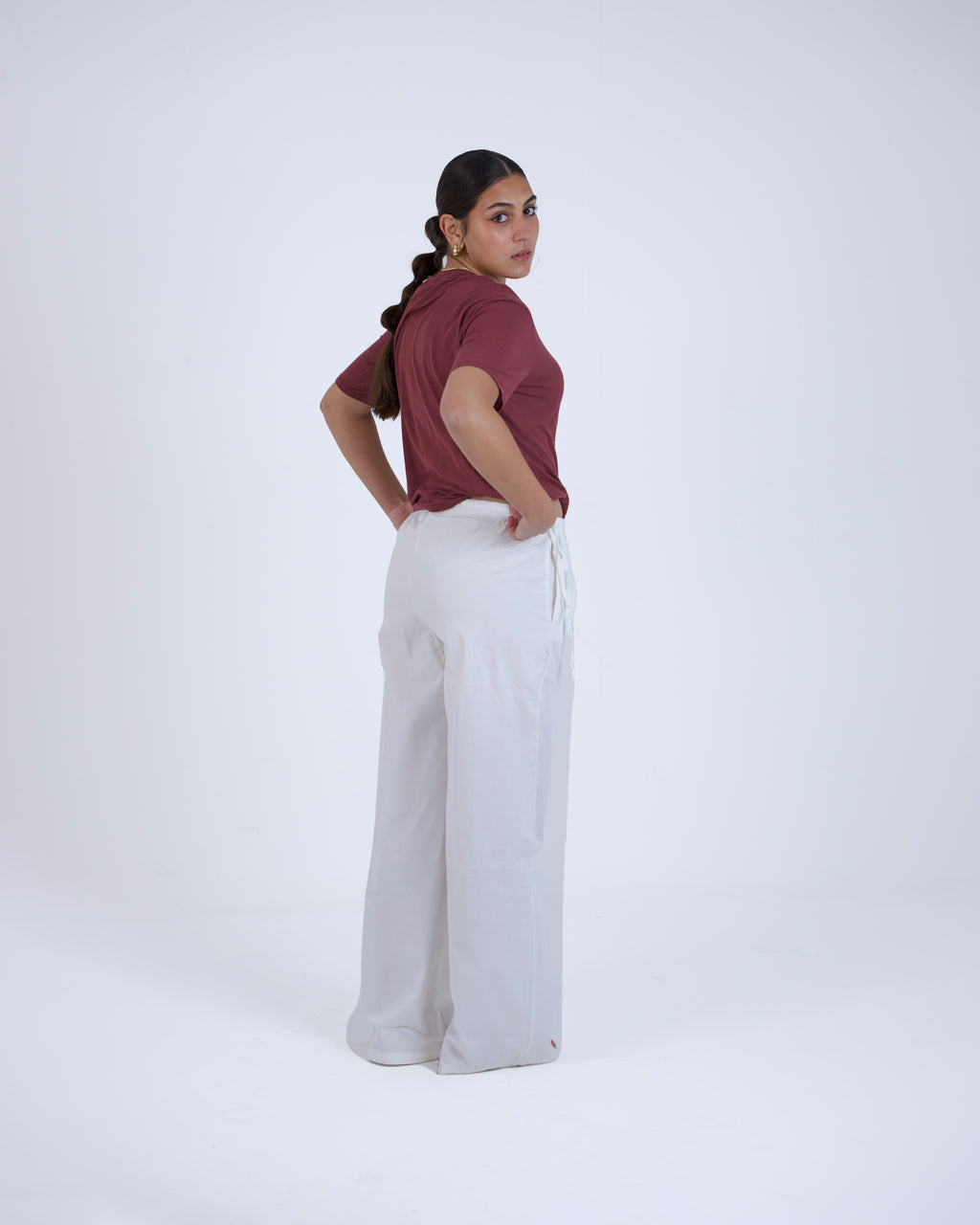 Soft Gabardine Pants With Adjustable Side Straps