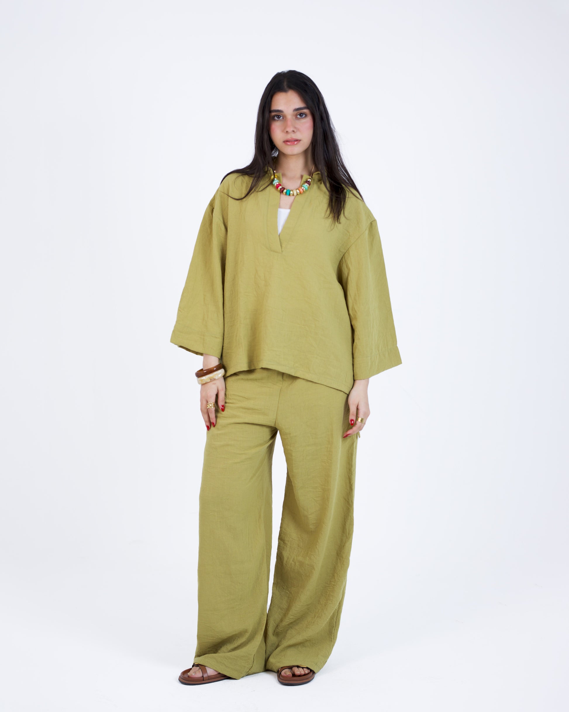 Refined Linen V-Neck Blouse