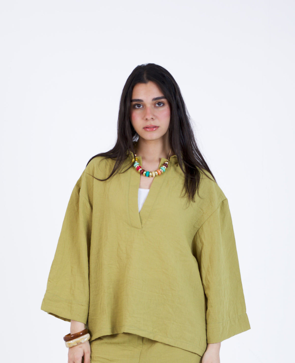 Refined Linen V-Neck Blouse