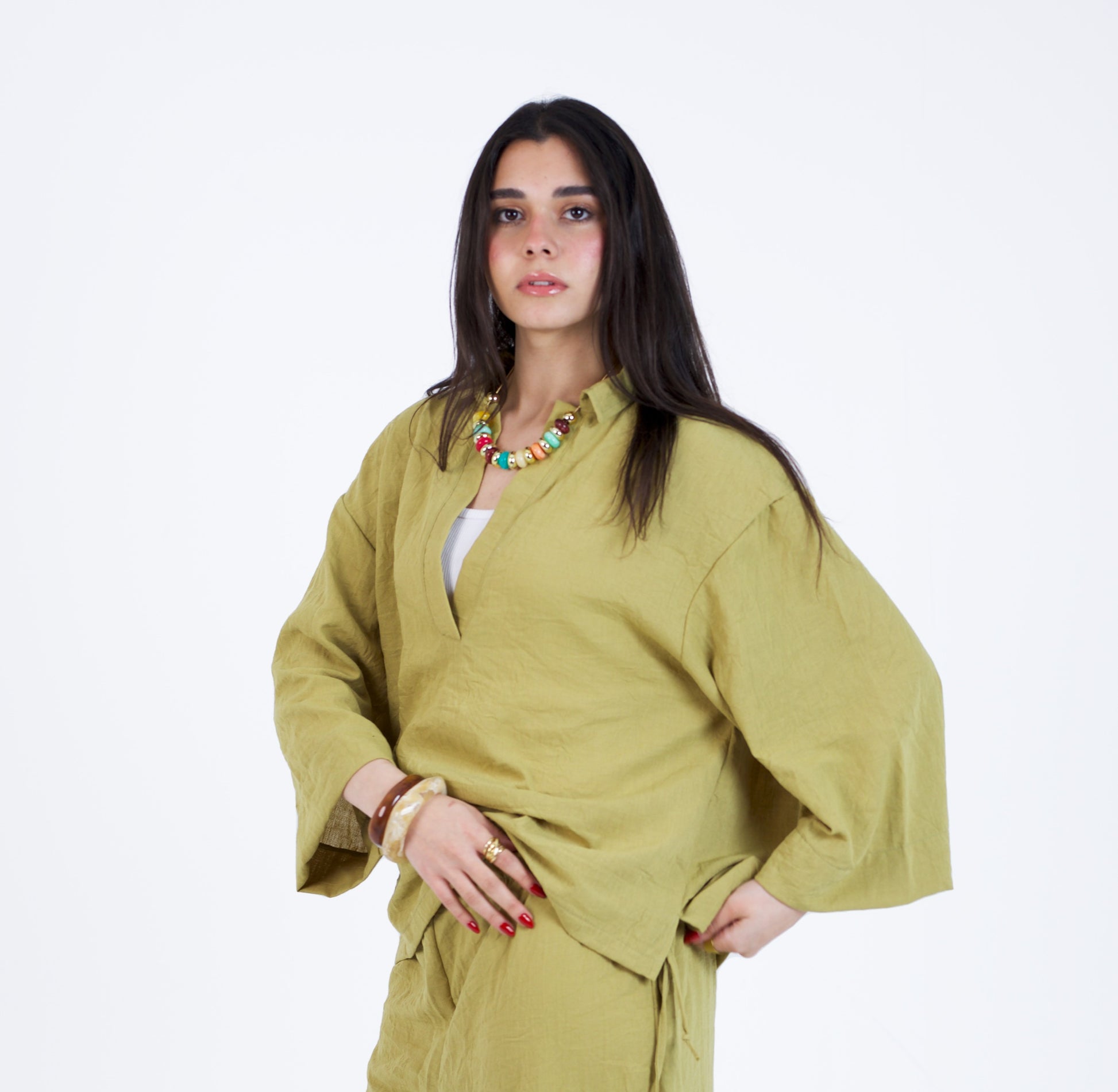 Refined Linen V-Neck Blouse