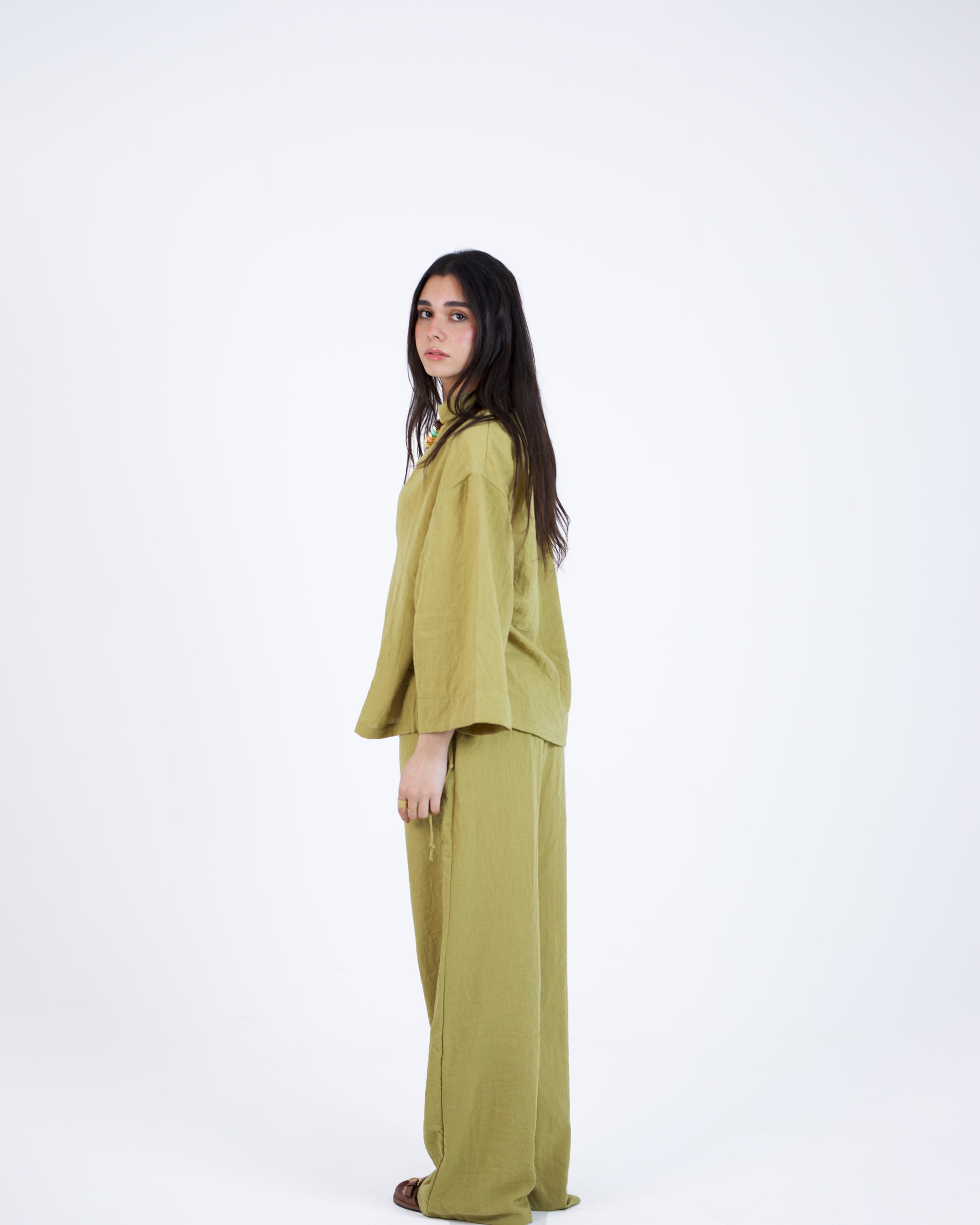 Refined Linen V-Neck Blouse