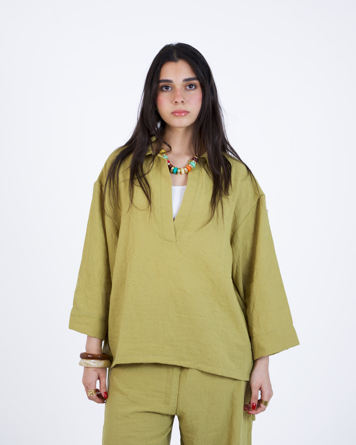 Refined Linen V-Neck Blouse