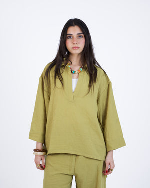 Refined Linen V-Neck Blouse