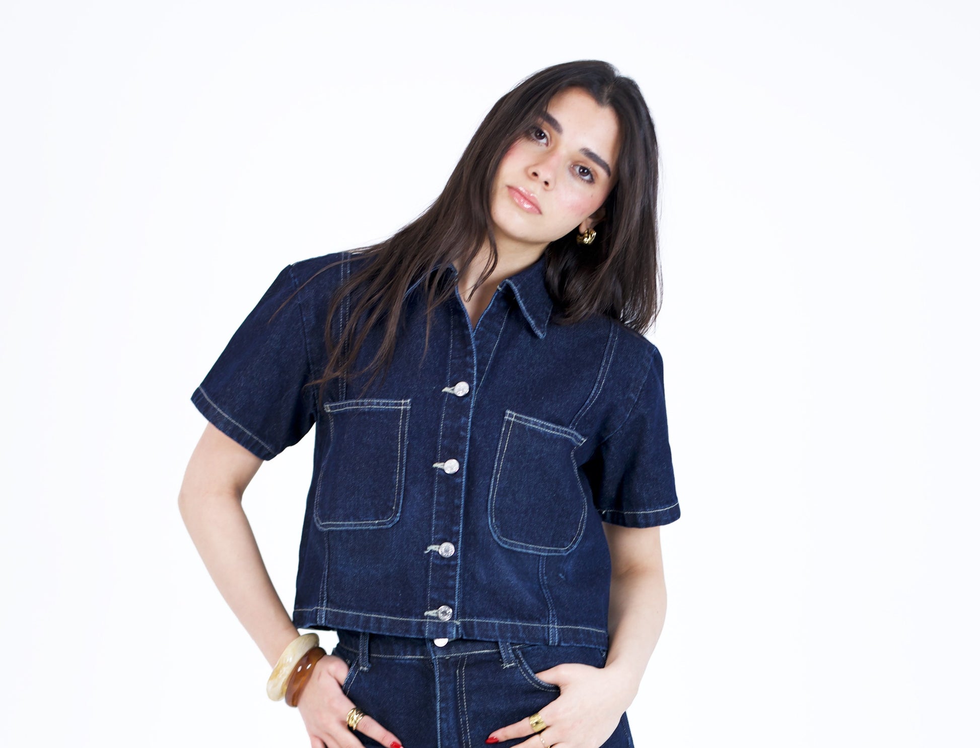Structured Denim Top