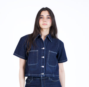 Structured Denim Top