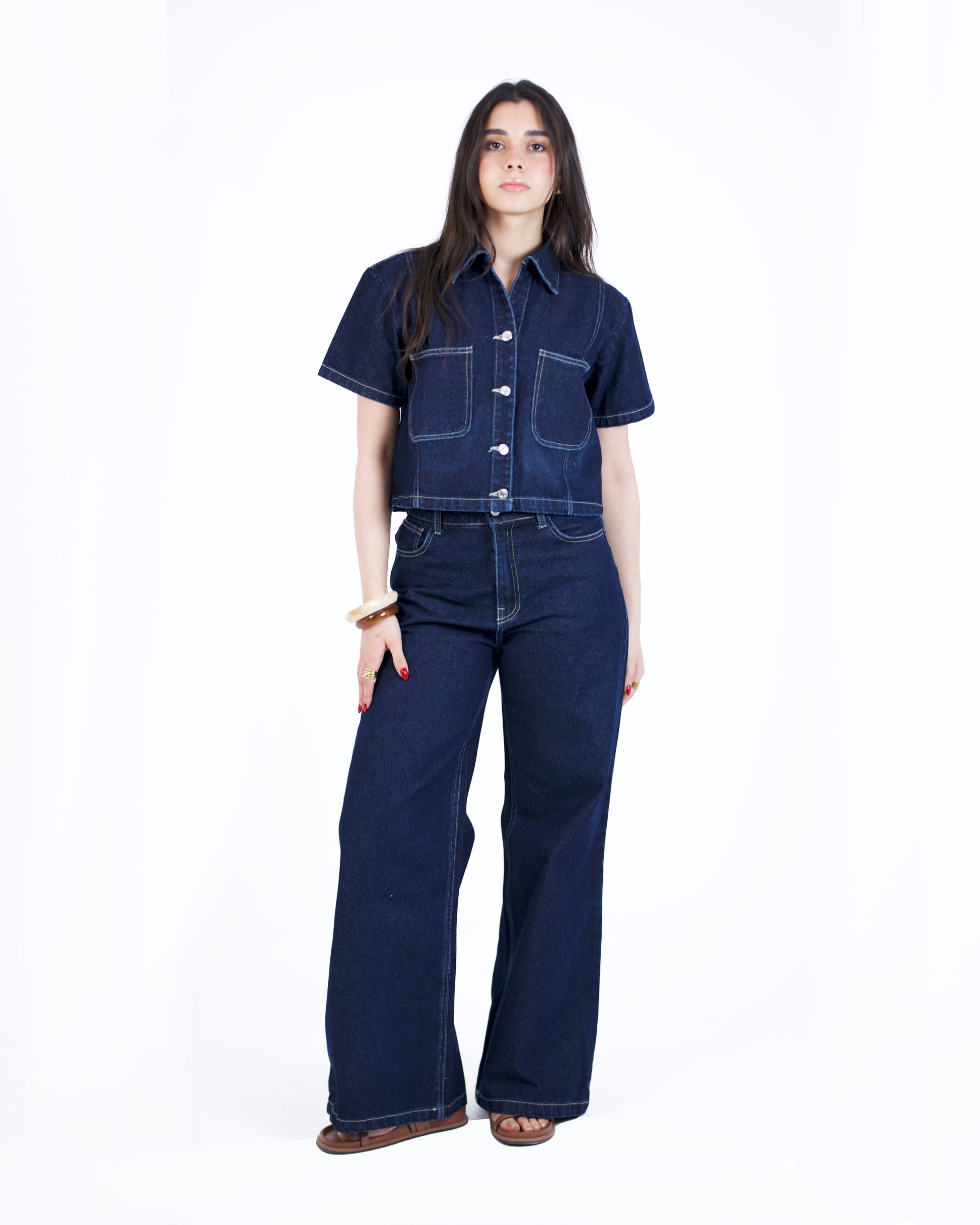 Structured Denim Top
