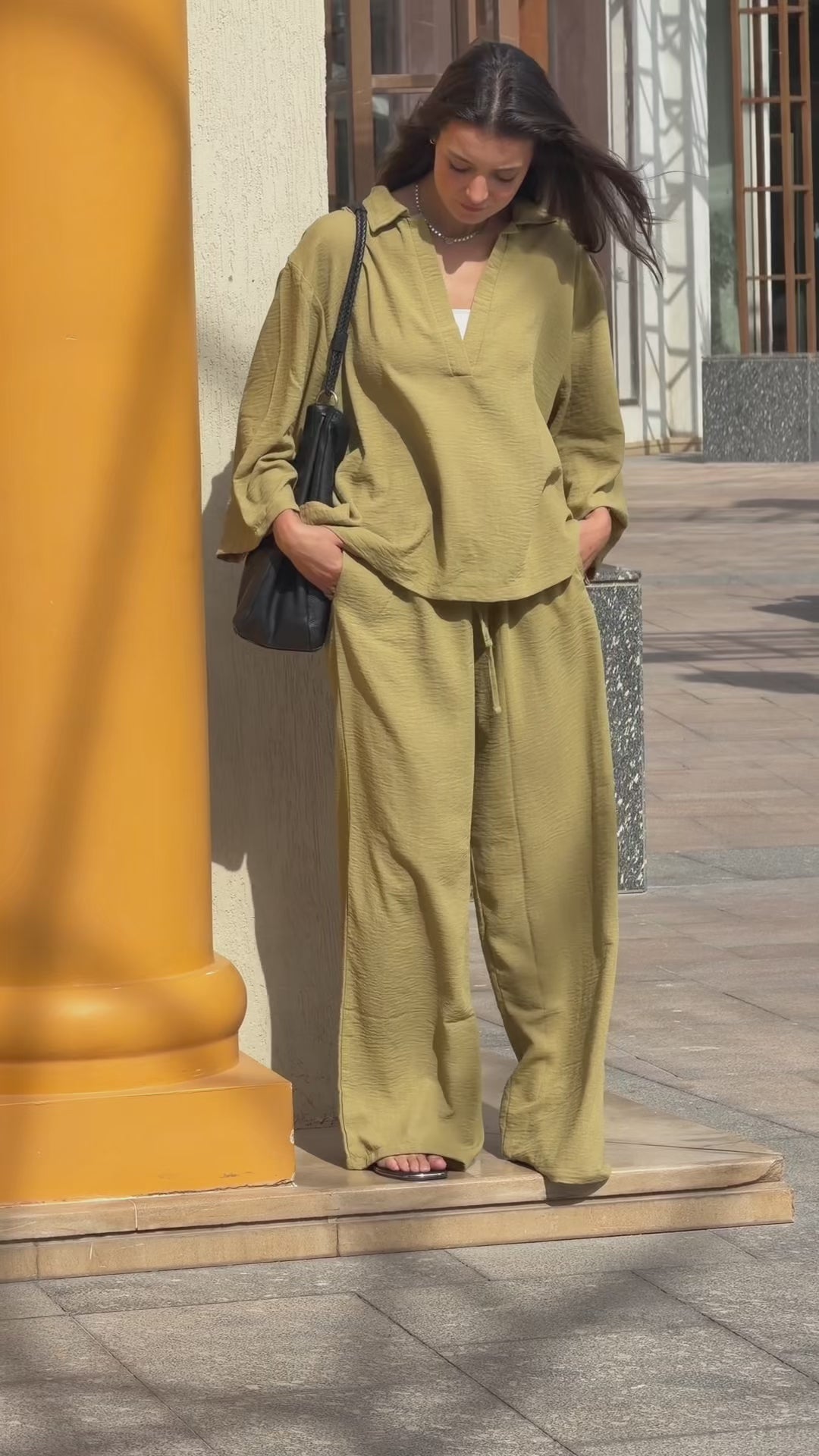 Refined Linen V-Neck Blouse