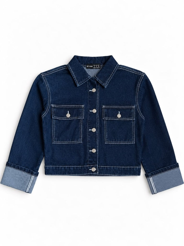 Denim folded up jacket - front